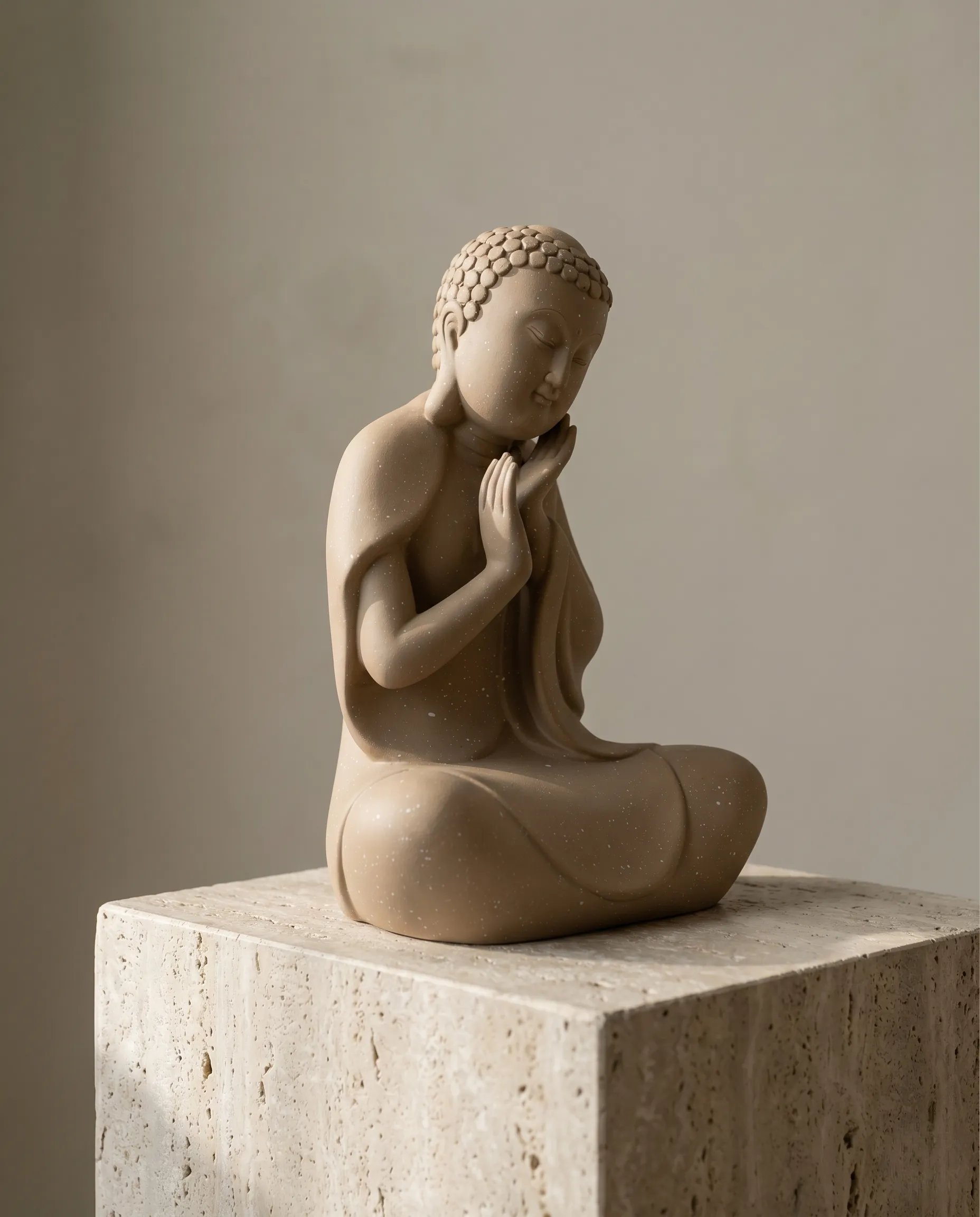 The Contemplative Calm Buddha Statue (Terracotta Speckle) perspective