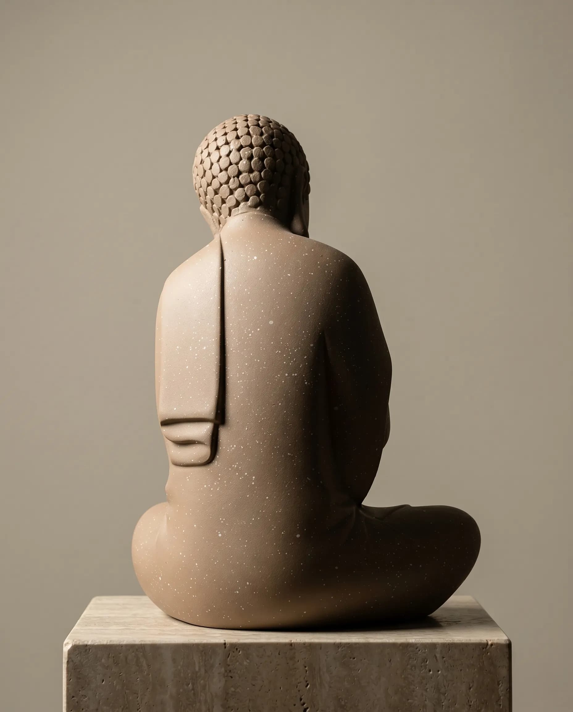 The Contemplative Calm Buddha Statue (Terracotta Speckle) thumbnail 3