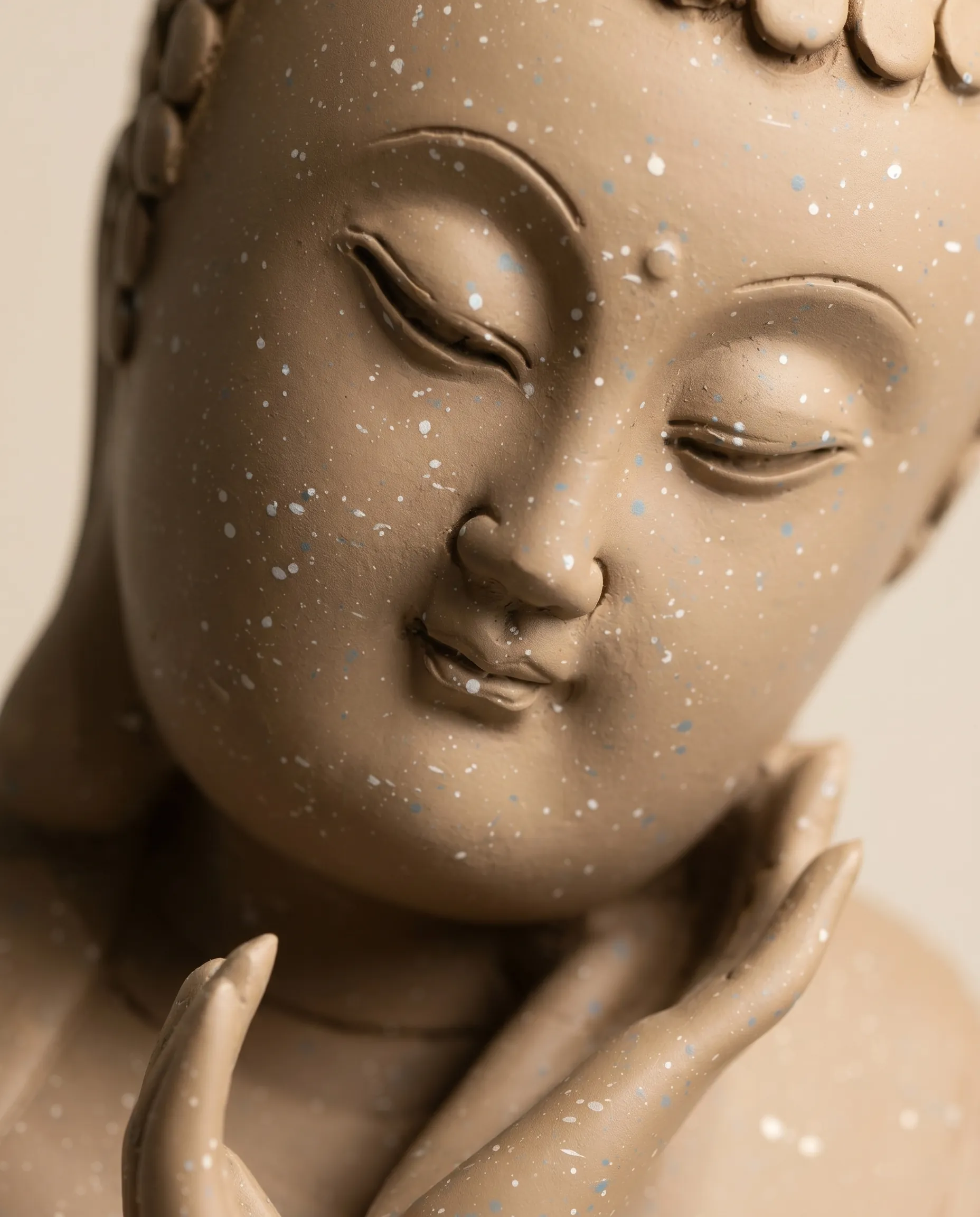 The Contemplative Calm Buddha Statue (Terracotta Speckle) thumbnail 4