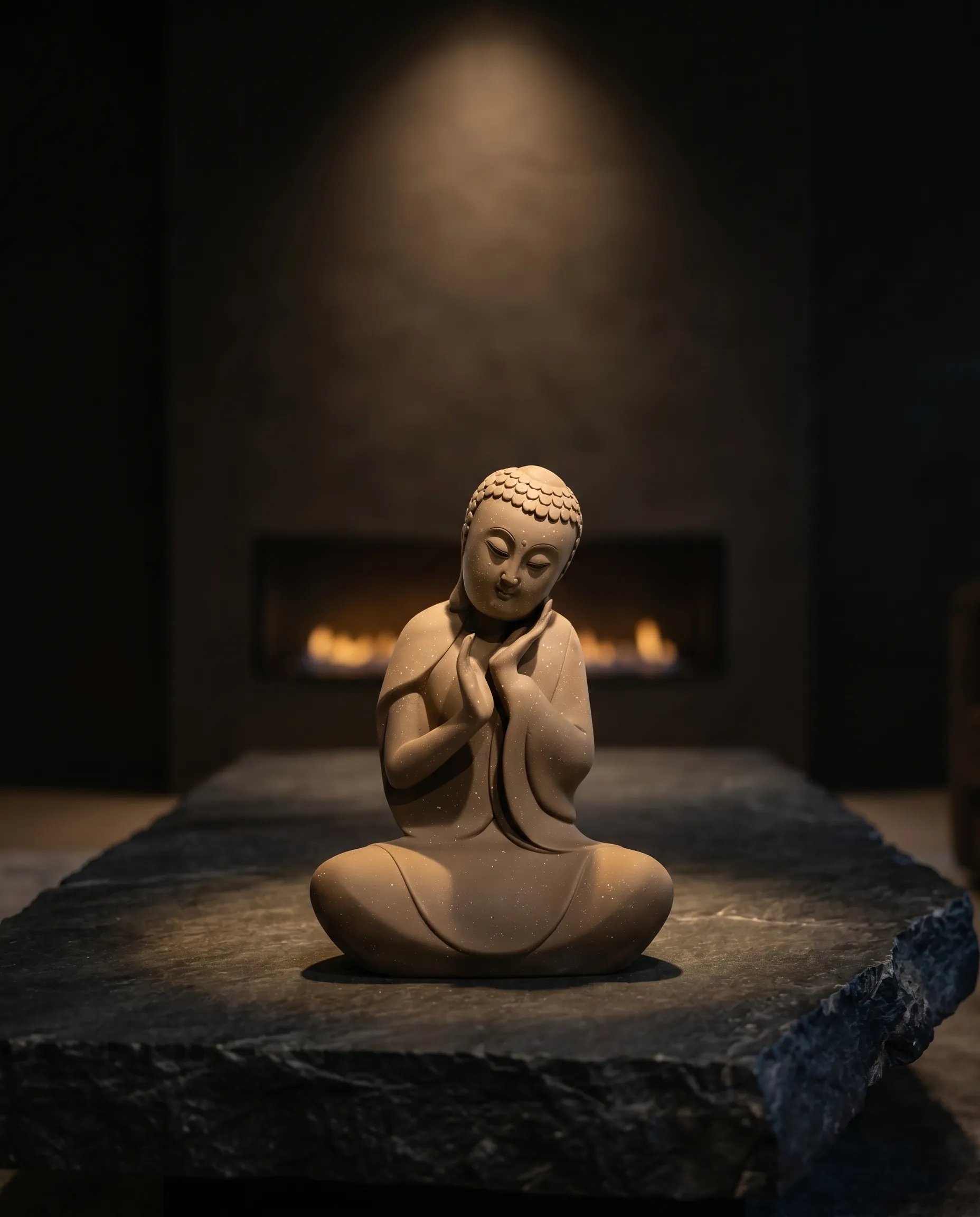 The Contemplative Calm Buddha Statue (Terracotta Speckle) thumbnail 6
