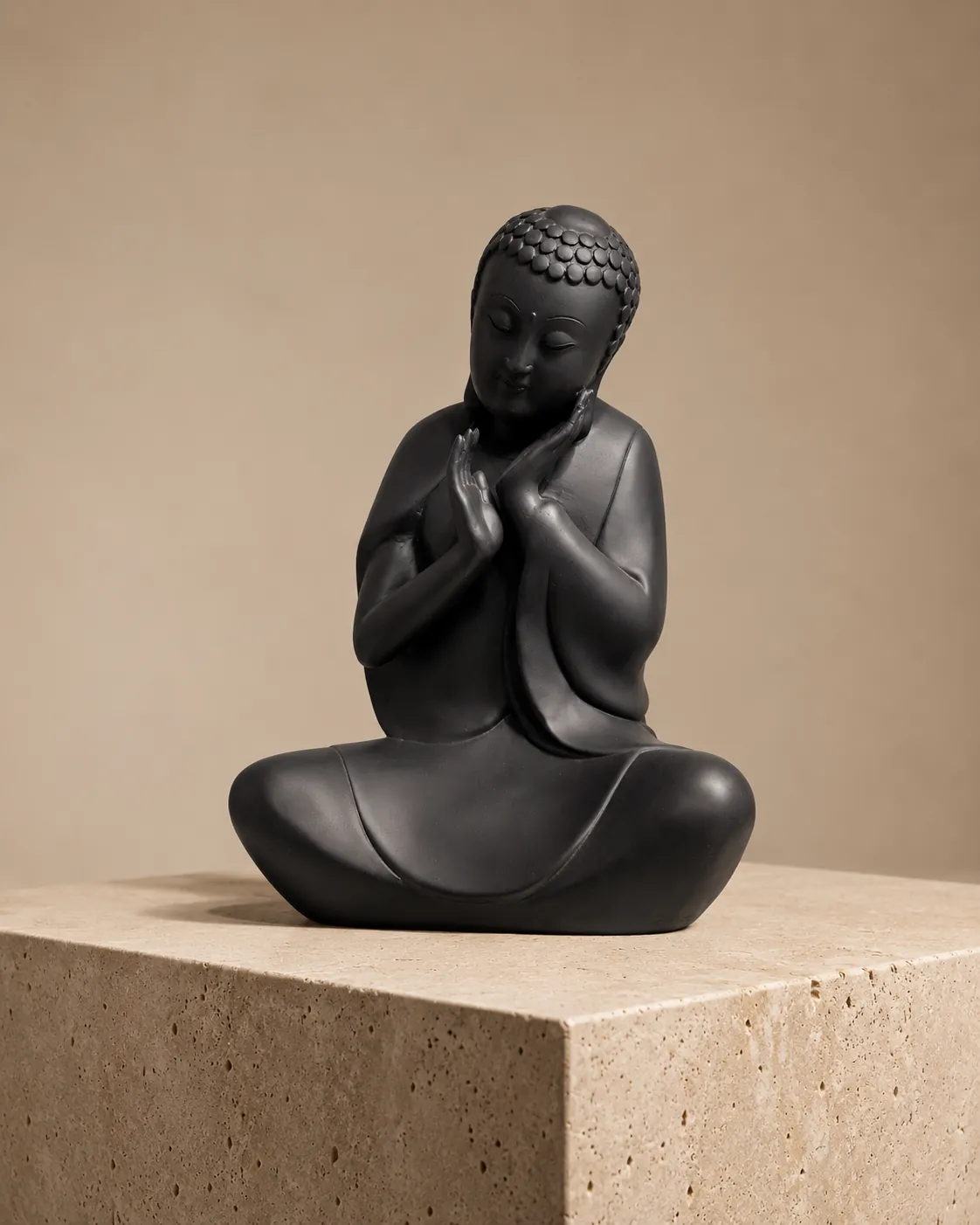 The Contemplative Calm Buddha Statue (Obsidian Charcoal) perspective