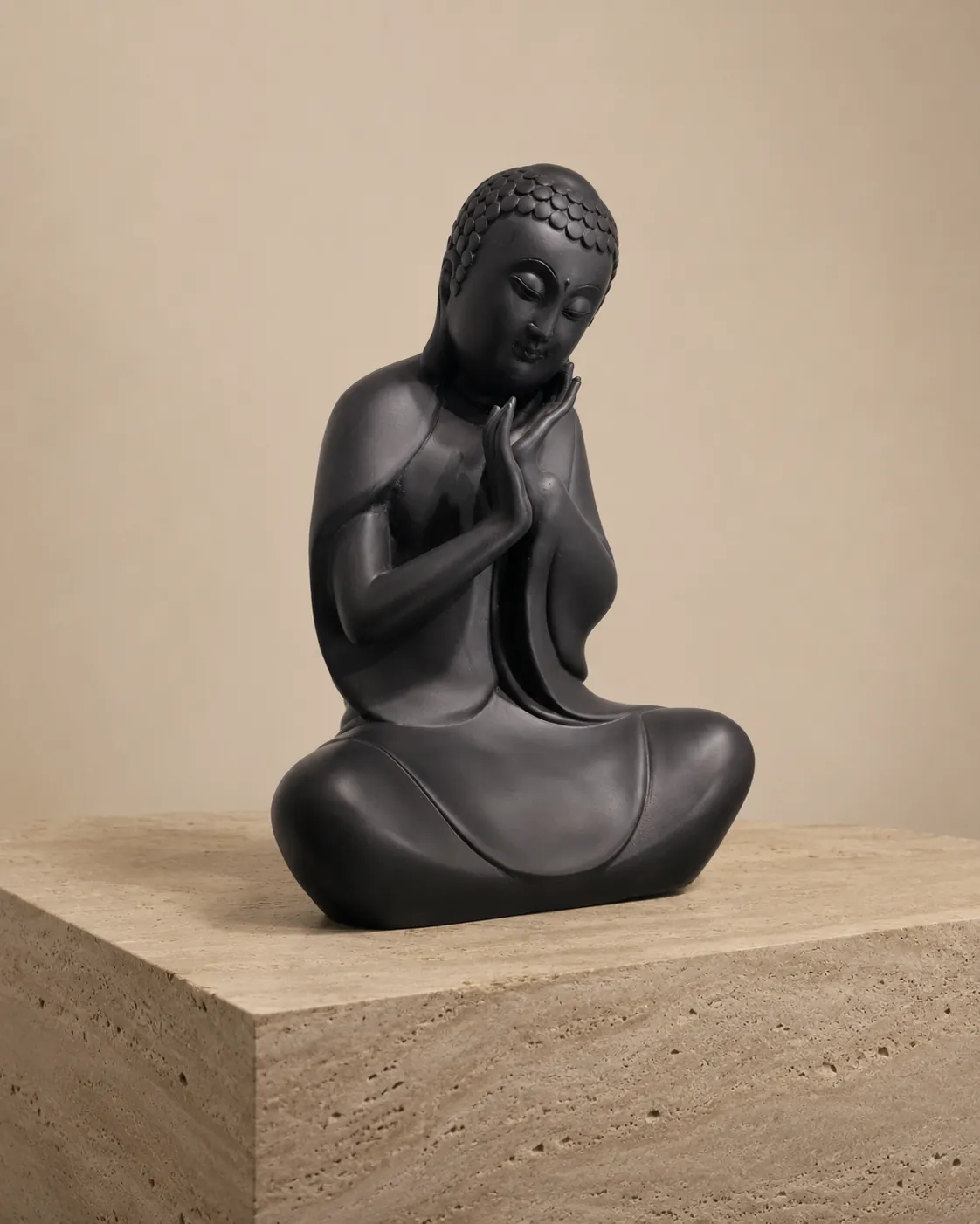 The Contemplative Calm Buddha Statue (Obsidian Charcoal) thumbnail 3