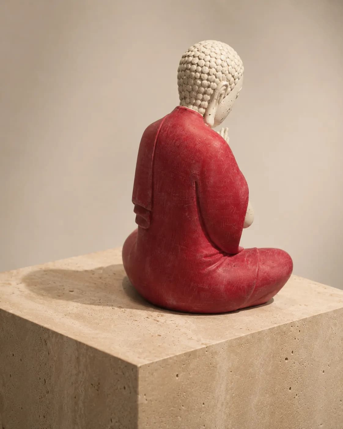 The Contemplative Calm Buddha Statue (Ivory & Burgundy) thumbnail 4
